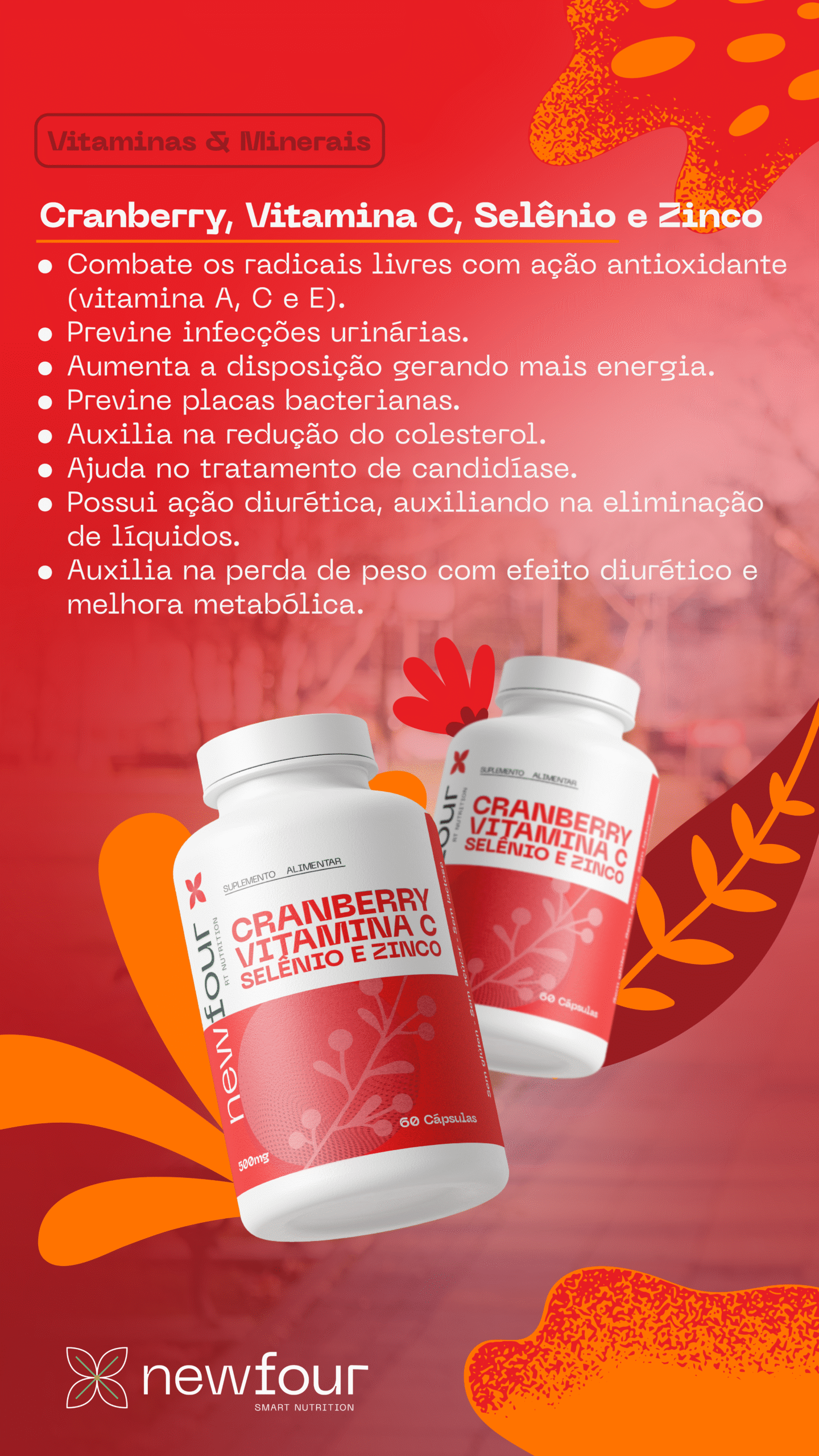 Cranberry + C + Selênio + Zinco – Defesa Natural e Bem-Estar Feminino