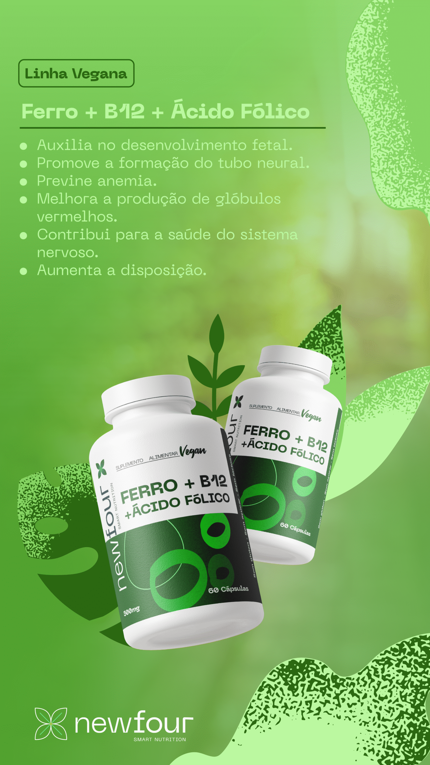 Ferro + B12 + B9 Vegano – Contra o Cansaço e a Anemia