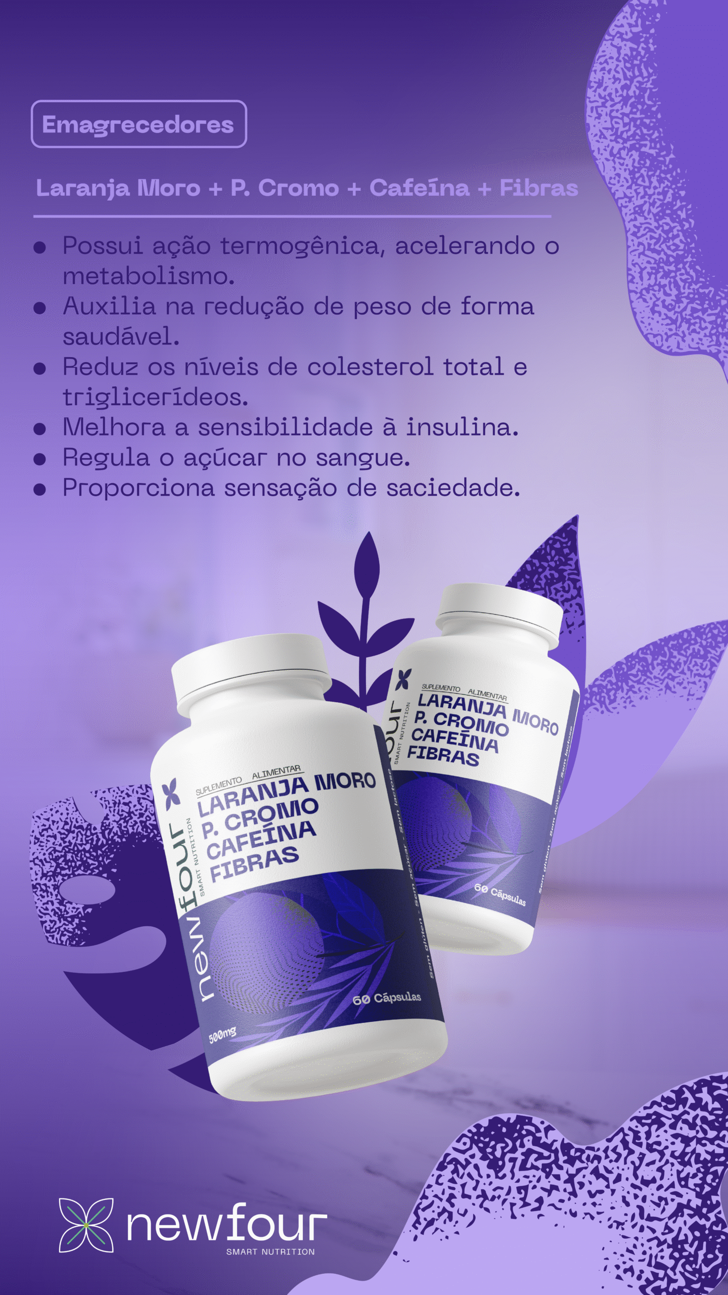 Laranja M + Cromo + Cafeína + Fibras – Suporte Completo para Emagrecimento Saudável