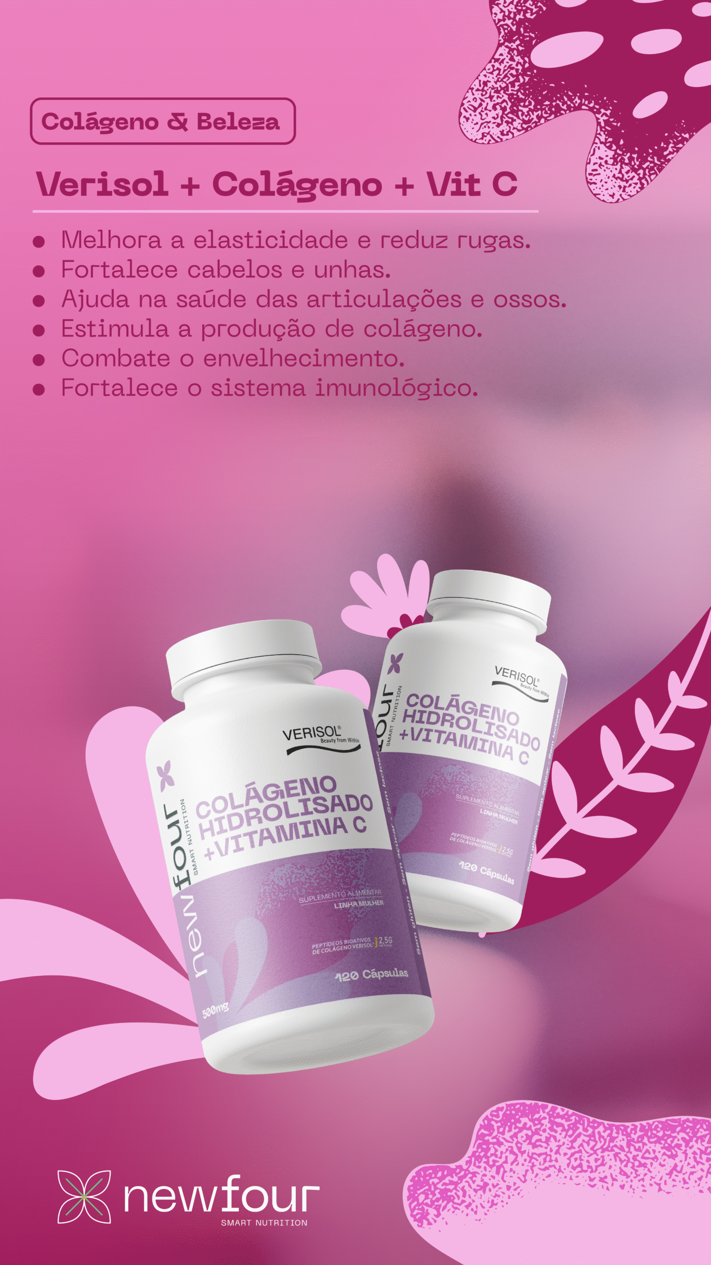 Verisol + Colágeno + Vitamina C – A Fórmula Que Sua Pele Vai Agradecer (180 Caps)