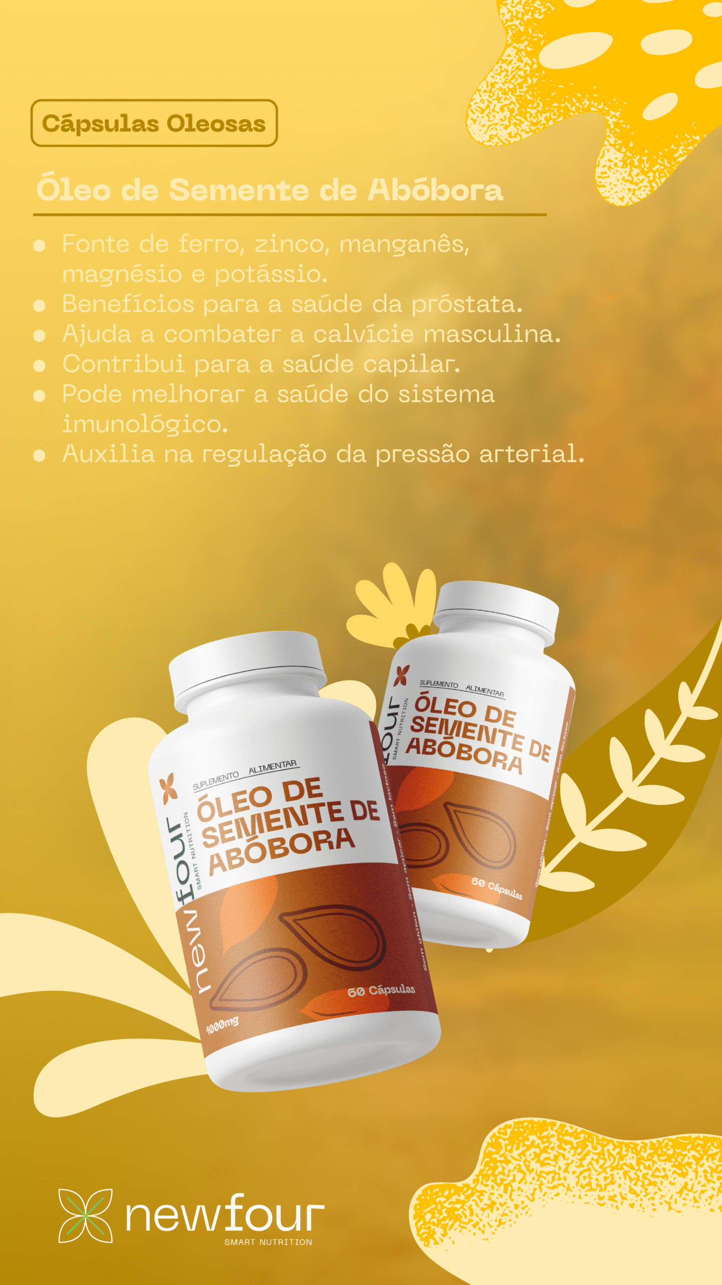 Óleo de Semente de Abóbora – Força Masculina em Dia (60 Caps)